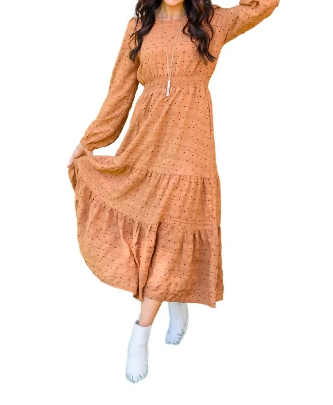 Trendy Street Style Great Things Long Sleeve Polka Dot Dress In Orange/black