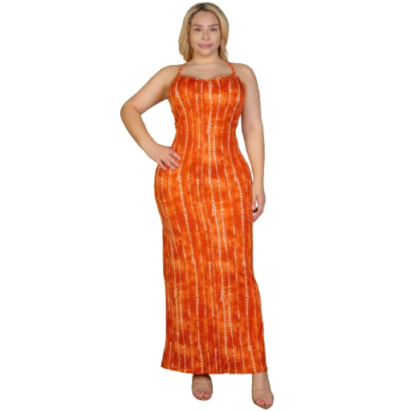 Women's Casual Dresses Plus Size Tie Dye Printed Cami Bodycon Maxi Dress