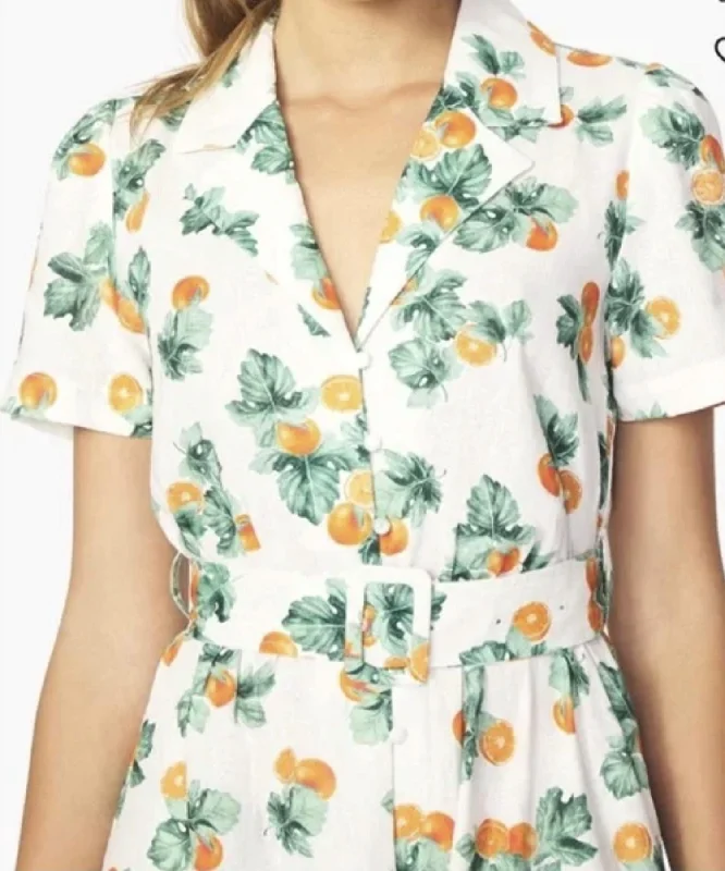 Stylish Dresses for Women Camp Collar Linen Shirt Dress In Multi