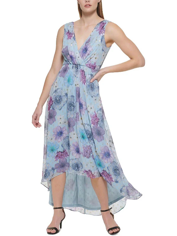 Stylish Women's Garments Petites Womens Floral Maxi Fit & Flare Dress
