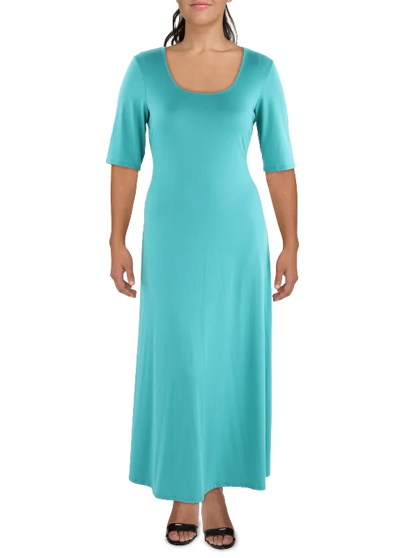 Women's Clothing With Trendy Designs Plus Womens Scoop Neck Comfy Maxi Dress