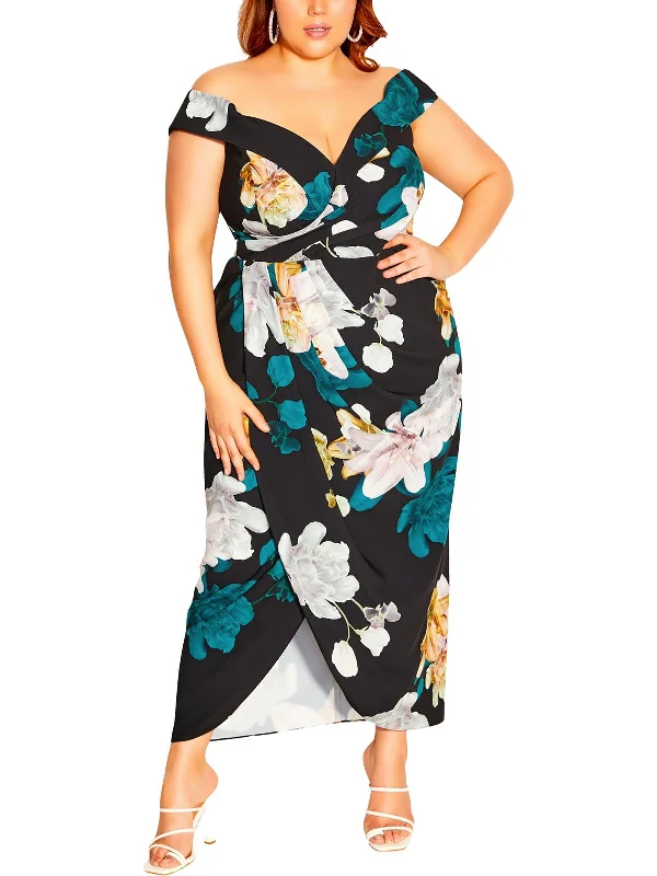 Online Shopping Boutiques Plus Womens Chiffon Floral Maxi Dress