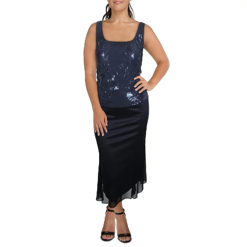 Women's Clothing For Travel Plus Womens Sequined Sleeveless Cocktail Dress