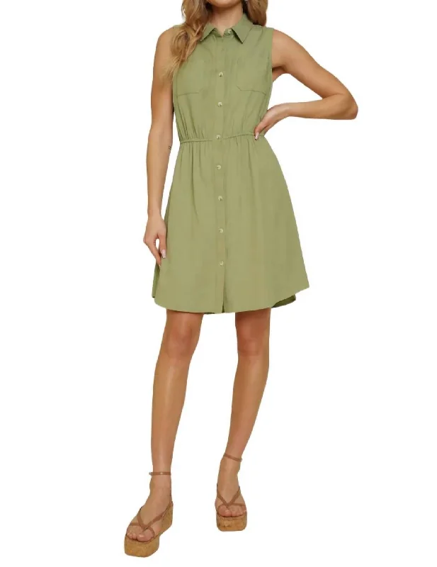 Elegant Clothing For Women Addy Embroidered Shirt Dress In Green
