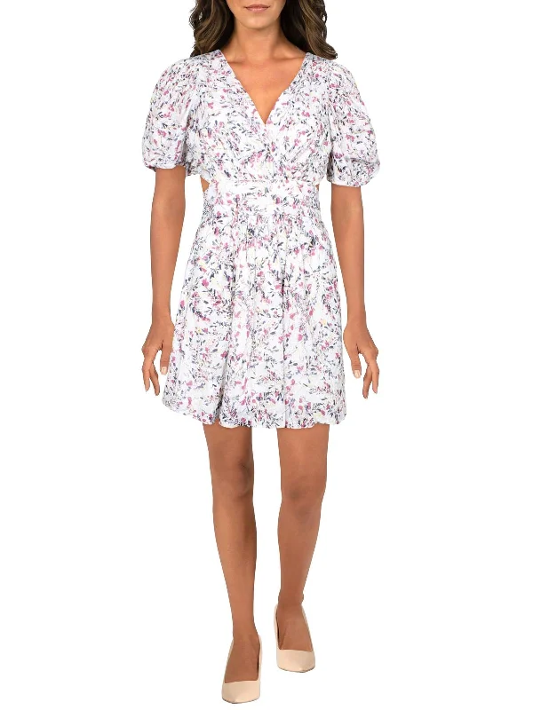 Formal Clothing For Women Womens Cut-Out Floral Fit & Flare Dress