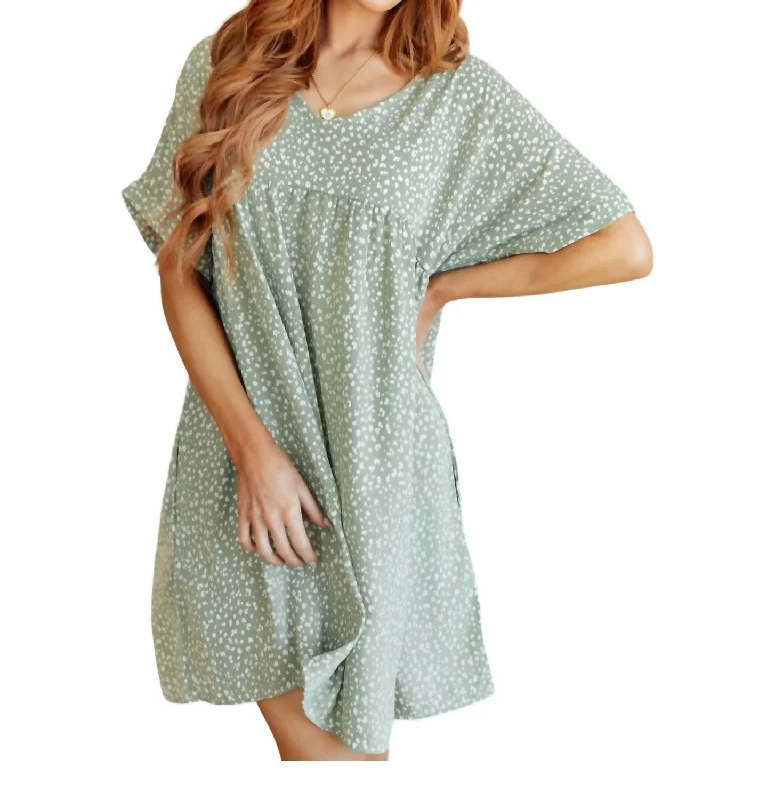 Women's High Street Fashion Rodeo Lights Dolman Sleeve Dress In Green Floral
