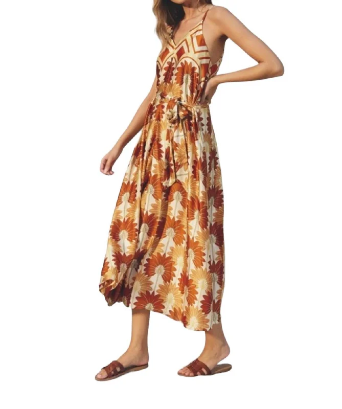 Chic And Comfortable Golden Age Maxi Dress In Hawaiian Sunset