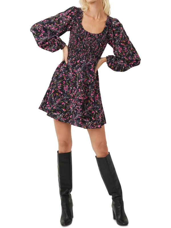 Timeless Women's Garments Womens Floral Mini Fit & Flare Dress