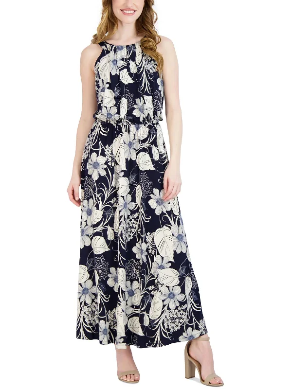 Women's Effortless Casual Outfit Petites Womens Floral Print Polyester Maxi Dress