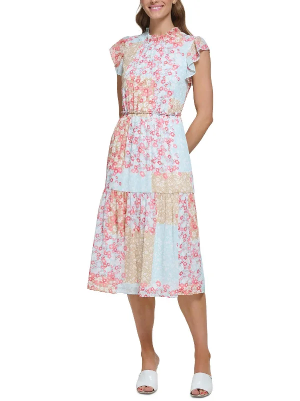 Flash Sale Or Flash Sales Womens Floral Print Polyester Fit & Flare Dress