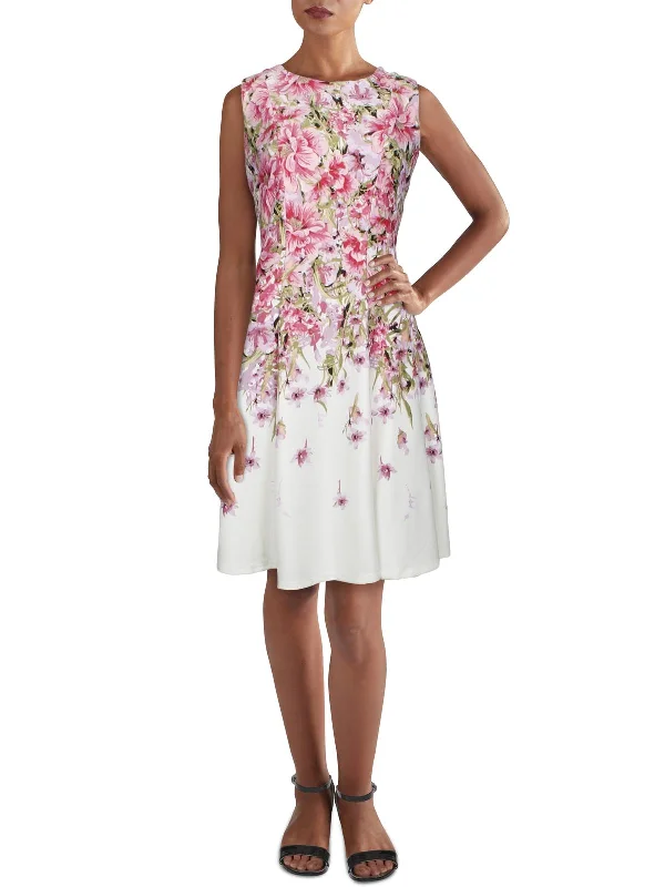 Clothing Sales Womens Floral Fit & Flare Scuba Dress