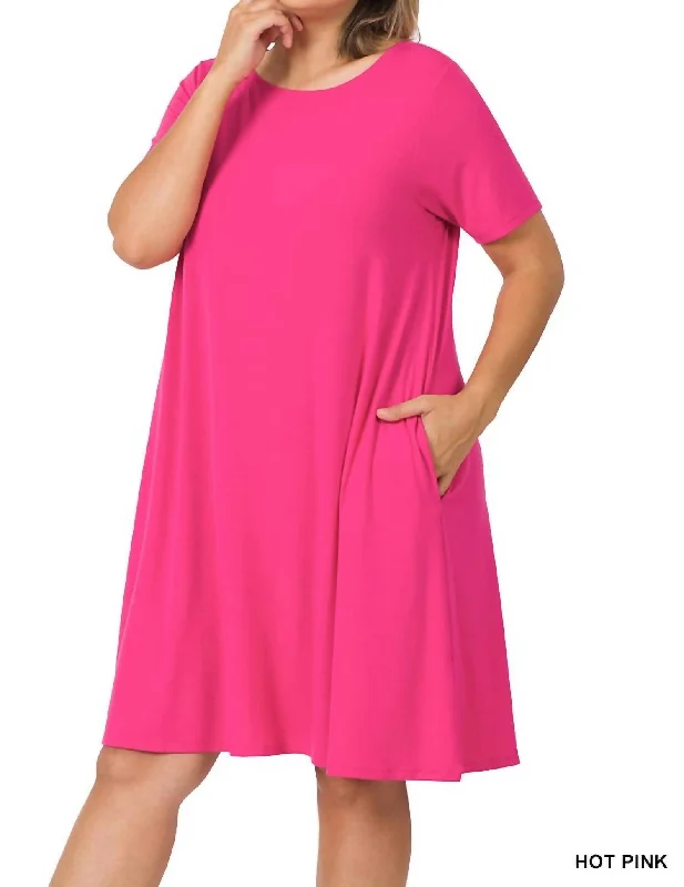 High End Fashion Shirt Dress In Pink