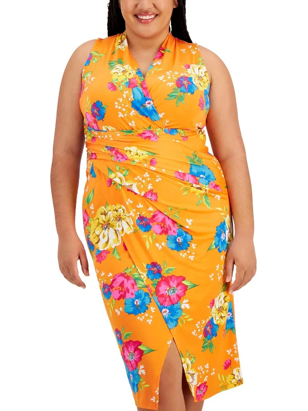 Women's Transitional Garments Plus Womens Floral Print Jersey Sheath Dress