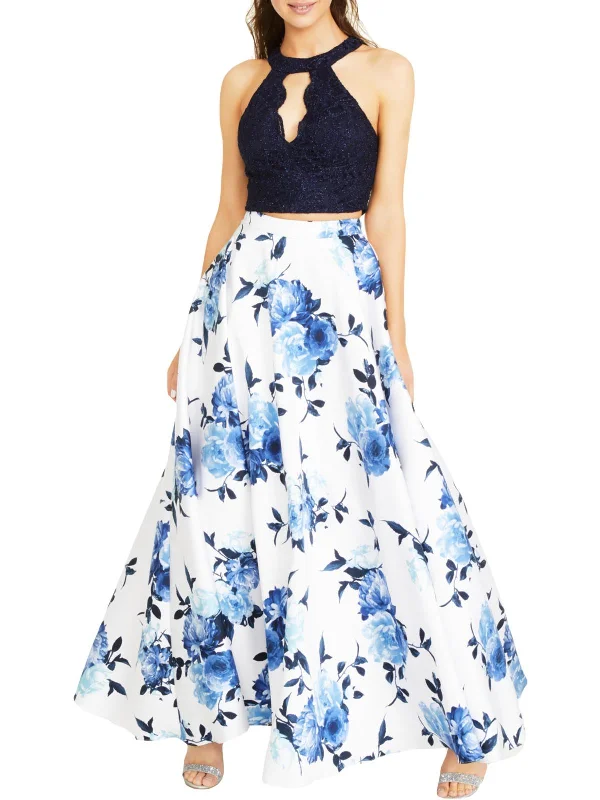 Charming Women's Outfit For Special Occasions Juniors Womens Floral Flyaway Two Piece Dress