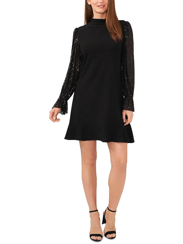 Women's Vacation Outfit Womens Sequined Long Sleeves Sheath Dress