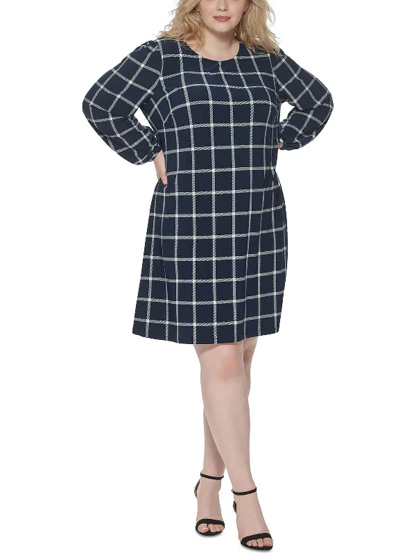 Luxury Women's Fashion Plus Womens Long Sleeve Above Knee Wear to Work Dress
