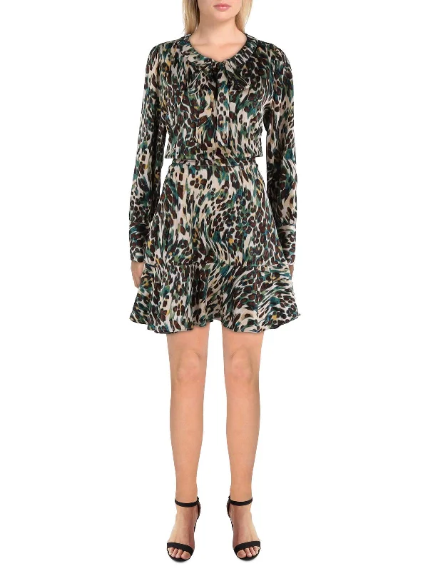 Best Online Clothing Boutiques Womens Satin Printed Fit & Flare Dress