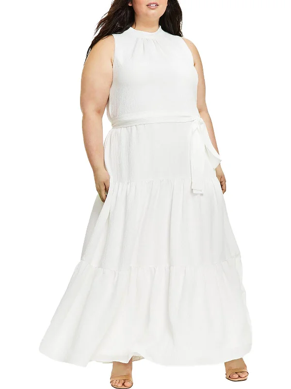 Women's Workout Garments Plus Womens Tiered Sleeveless Maxi Dress