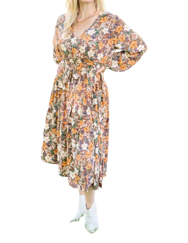 Extreme Clearance Deals Floral Vibrations Dress In Brown