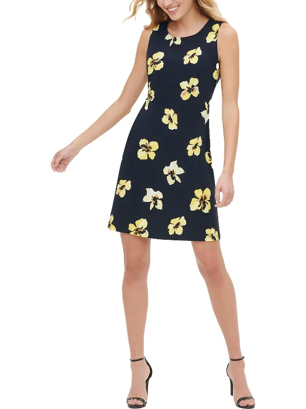 Women's Plus-Size Garments Petites Womens Floral Print Above Knee Sheath Dress