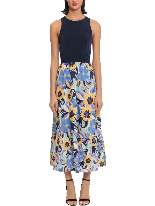 Discount Store Womens Cotton Floral Print Fit & Flare Dress