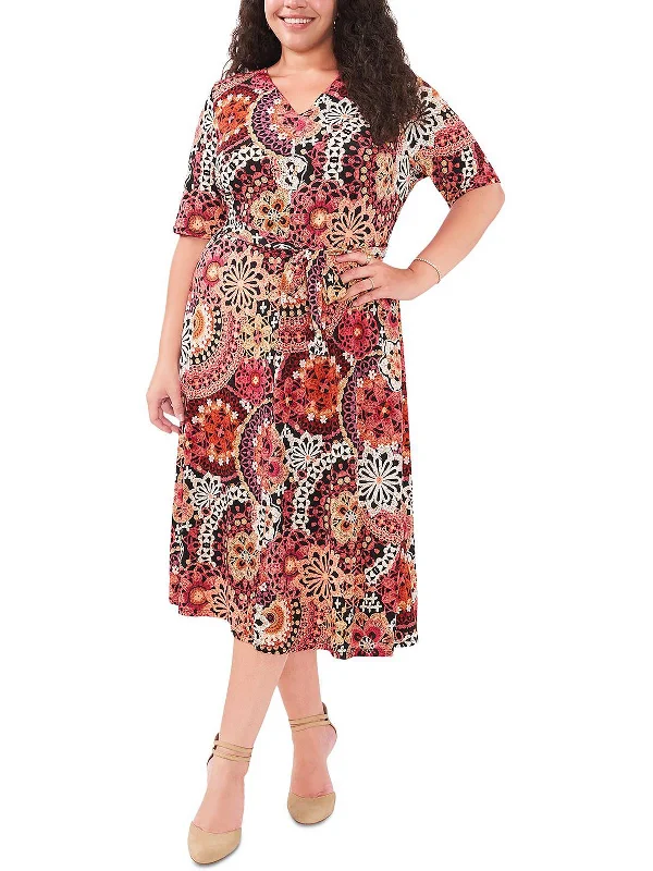Women's Vintage Garments Plus Womens V-Neck Long Maxi Dress