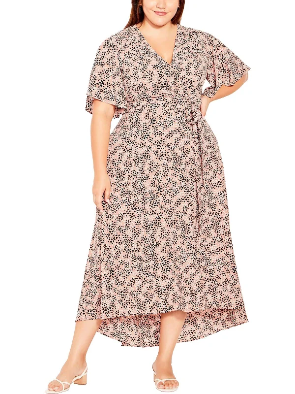 Comfortable Women's Outfits Plus Womens Wrap Printed Maxi Dress