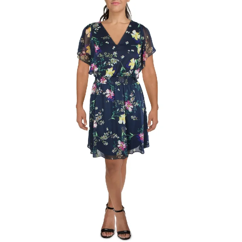 Sale On Sale Womens Chiffon Floral Fit & Flare Dress