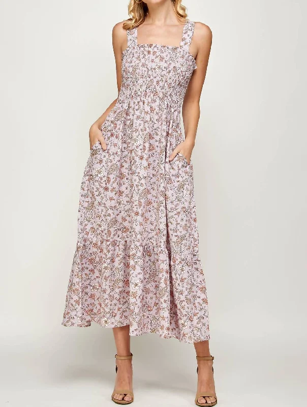 Women's Clothing Sets Smocked Maxi Dress In Lavender