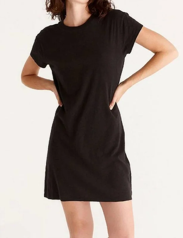 Women's Clothes For Work Modern Crew Slub Tee Dress In Black