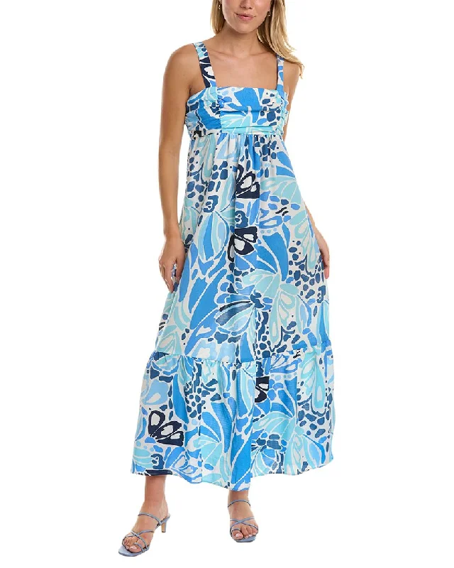 Sophisticated Outfits London Times Shirred Smocked Back Tiered Maxi Dress