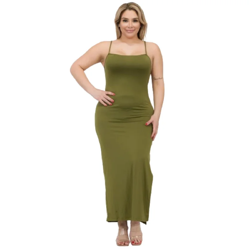 Women's Evening Garments Plus Size Crisscross Back Split Thigh Maxi Dress