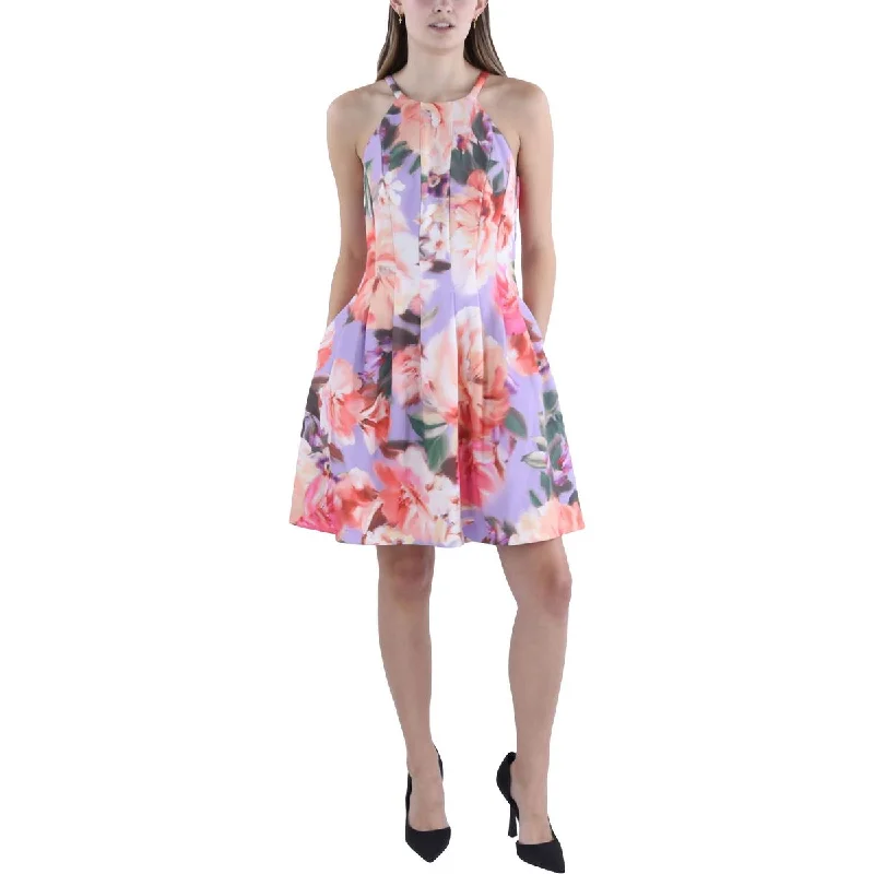 Women's Professional Garments Womens Floral Print Mini Fit & Flare Dress