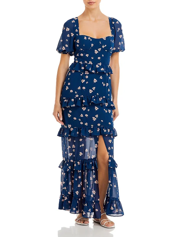 Fashionable Women's Wardrobe Womens Puff Sleeve Long Maxi Dress