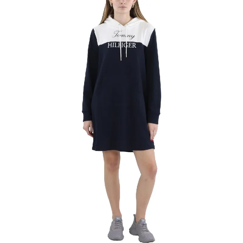 Women's Casual Wear Clothes Womens Hooded Colorblock Sweatshirt Dress
