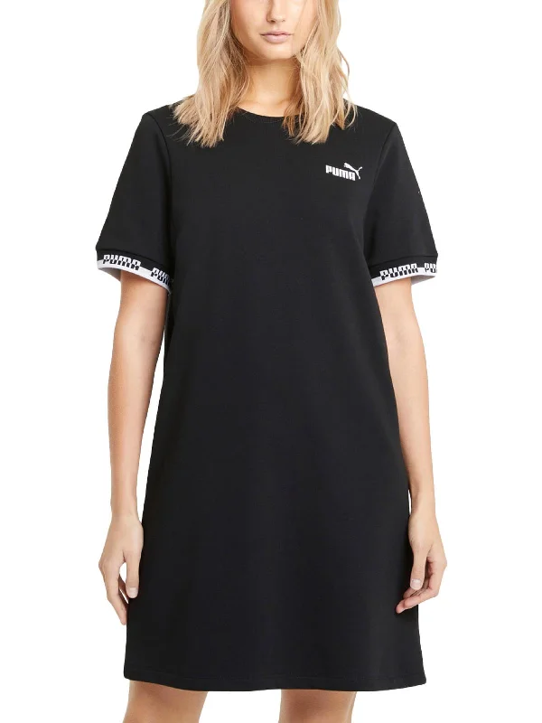 Women's Sporty Chic Clothes Amplified Womens Logo Short Sleeve Sweatshirt Dress