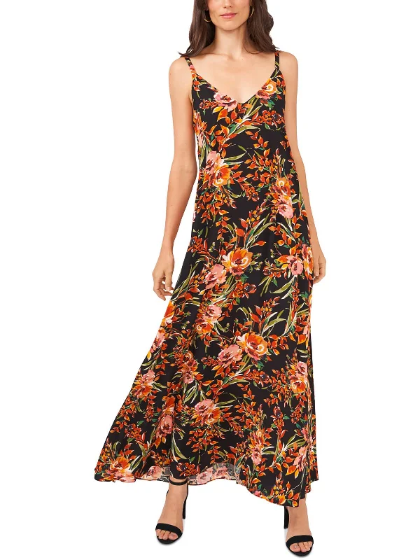 Timeless Women's Clothes Petites Womens Floral Print Rayon Maxi Dress