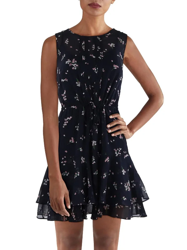 Plus Size Women's Fashion Womens Chiffon Sleeveless Fit & Flare Dress