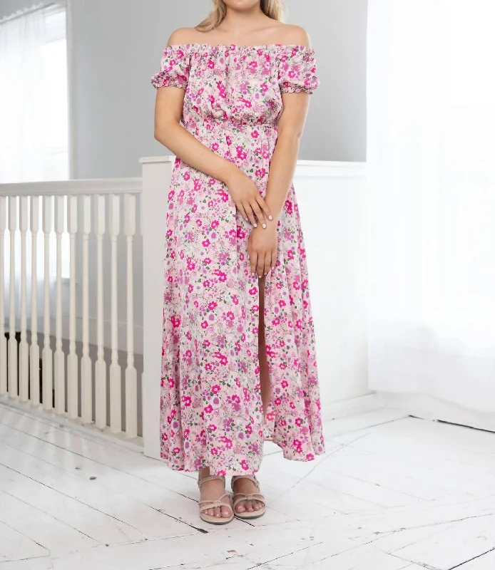 Relaxed Style Mila Floral Maxi Dress In Pink