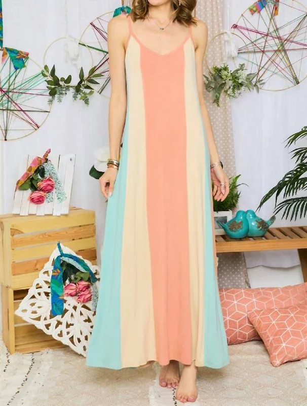 Imeless Style Striped Maxi Dress In Light Coral
