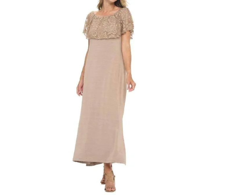 Women's Clothes Online Shopping Lace Maxi Dress In Toast