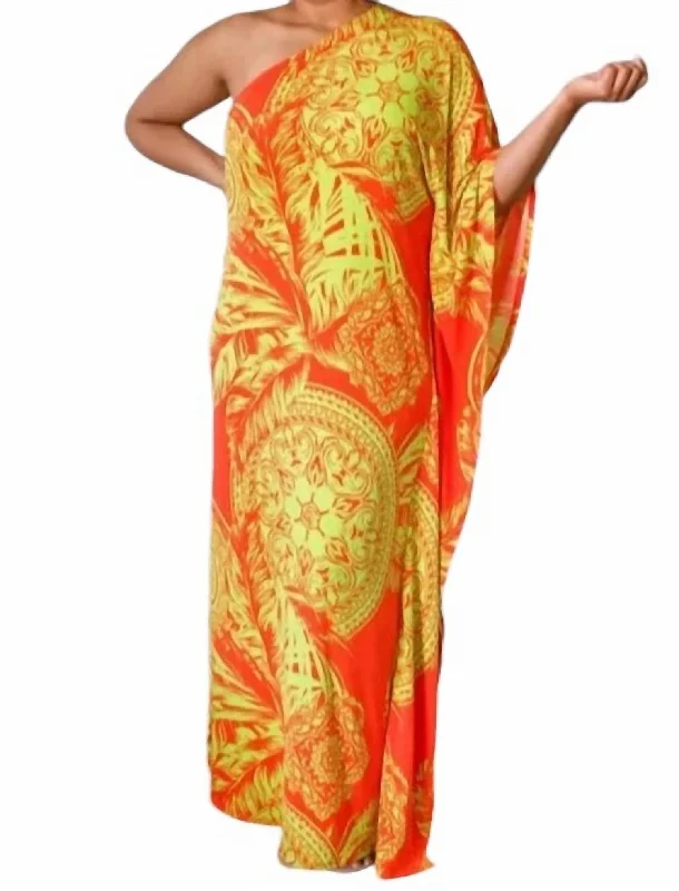Women's Clothes Online Shopping One Shoulder Maxi Dress In Marigold