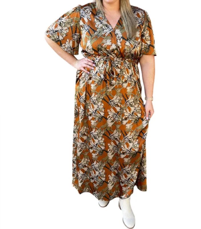 Stylish Women's Outfit Autumn Maxi Dress In Caramel