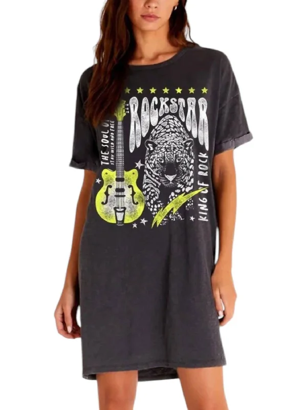 Women's Resort Garments Neon Rockstar Shirt Dress In Black