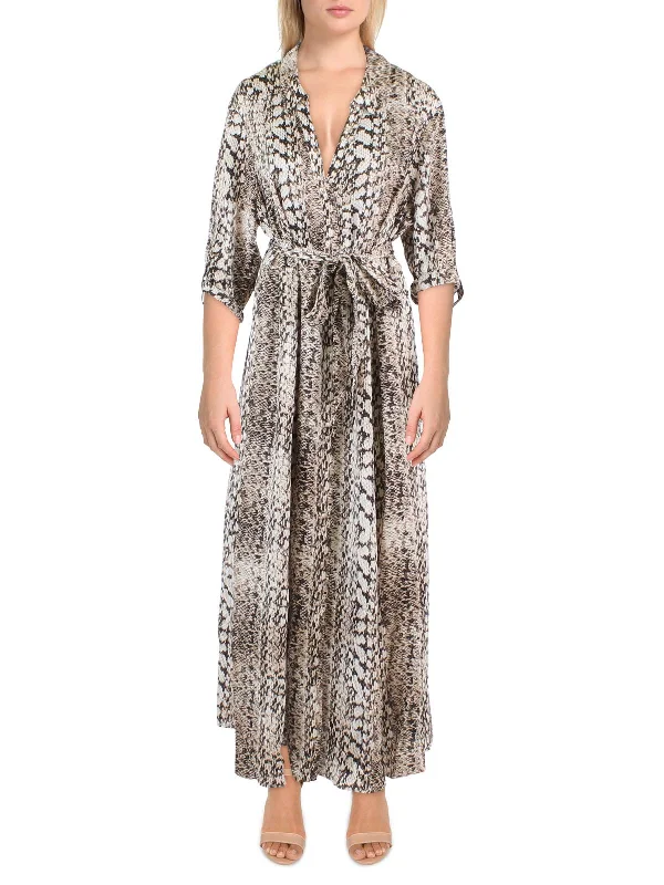 Stylish And Comfortable Clothing For Women Plus Womens Snake Print Button Front Maxi Dress