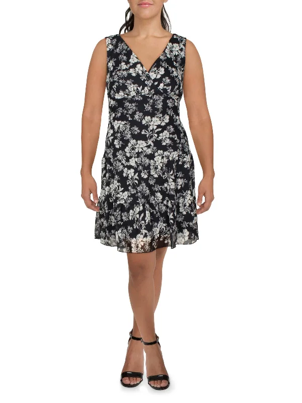 Comfortable Outfit For Women Womens Chiffon Floral Fit & Flare Dress