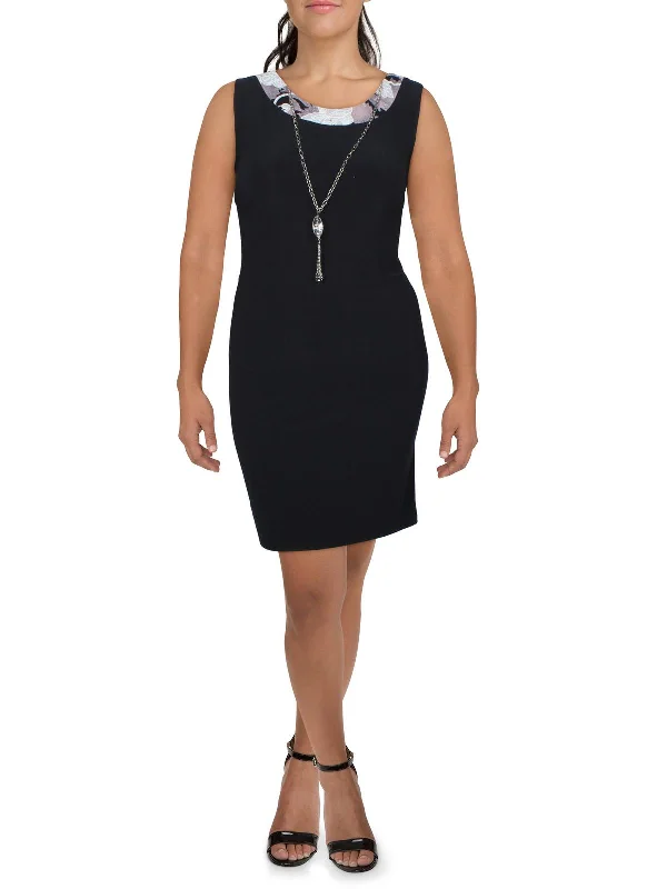 Women's Clothes For Work Events Petites Womens Knit Sleeveless Sheath Dress