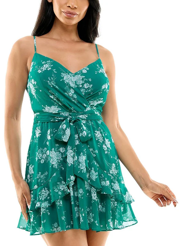 Fashionable Tops for Women Juniors Womens Floral Print Above Knee Fit & Flare Dress