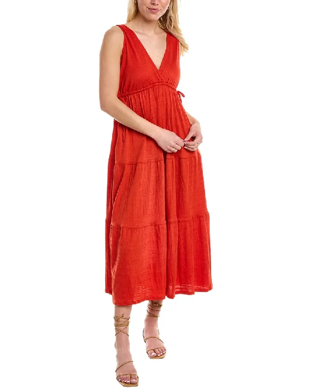 Modern Women's Wardrobe Essentials Max Studio V-Neck Tiered Maxi Dress