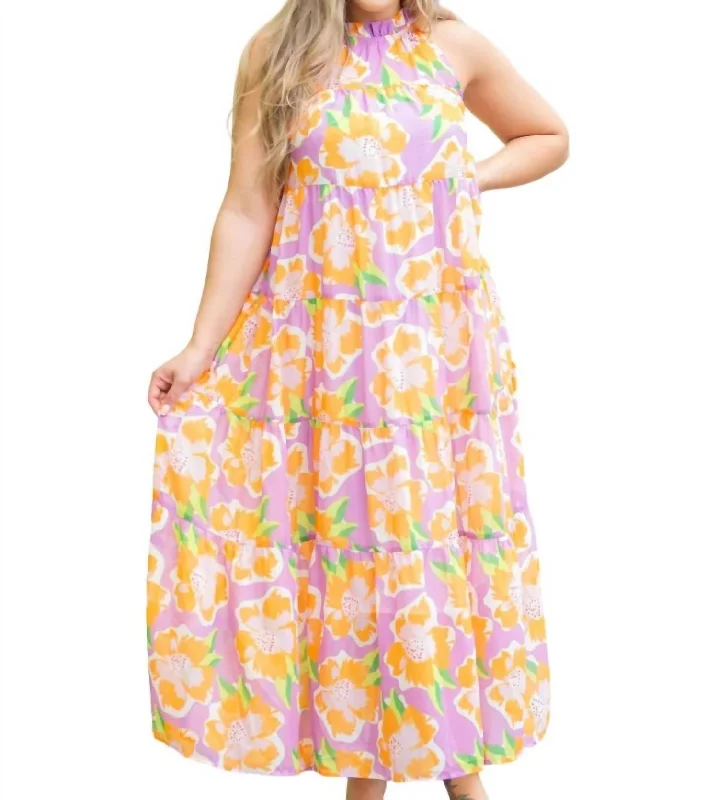 Unique Women's Fashion Pieces Bethany Maxi Dress In Sea Flower Lilac